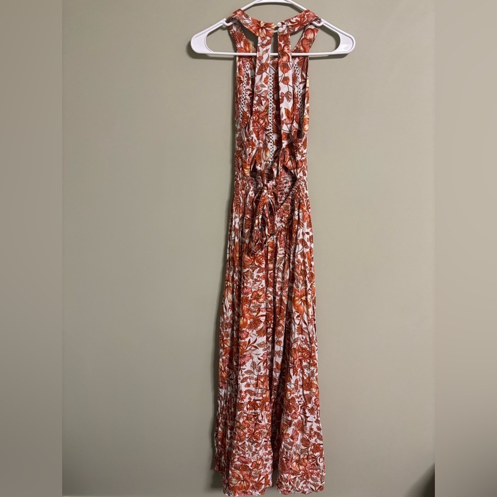 Anthropologie Abel the Label Maxi Dress Tie Back High Neck Size Small 4-6 Floral - Picture 2 of 7